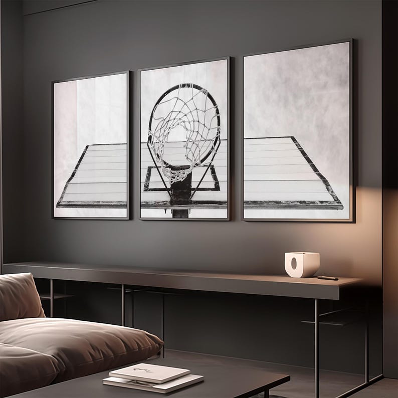 3 piece black and white hoop poster set