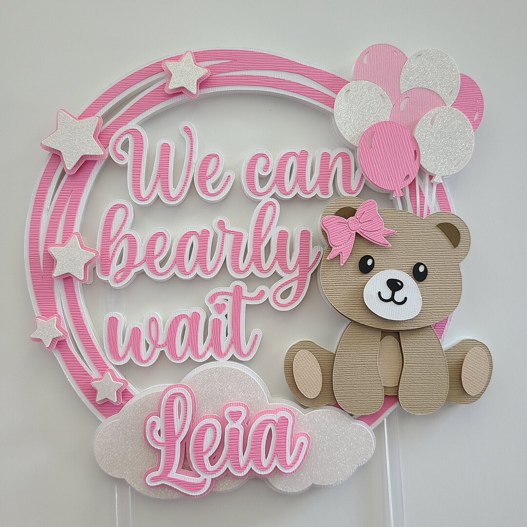 We Can Bearly Wait Baby Shower Cake Topper Teddy Bear Baby Shower Cake ...