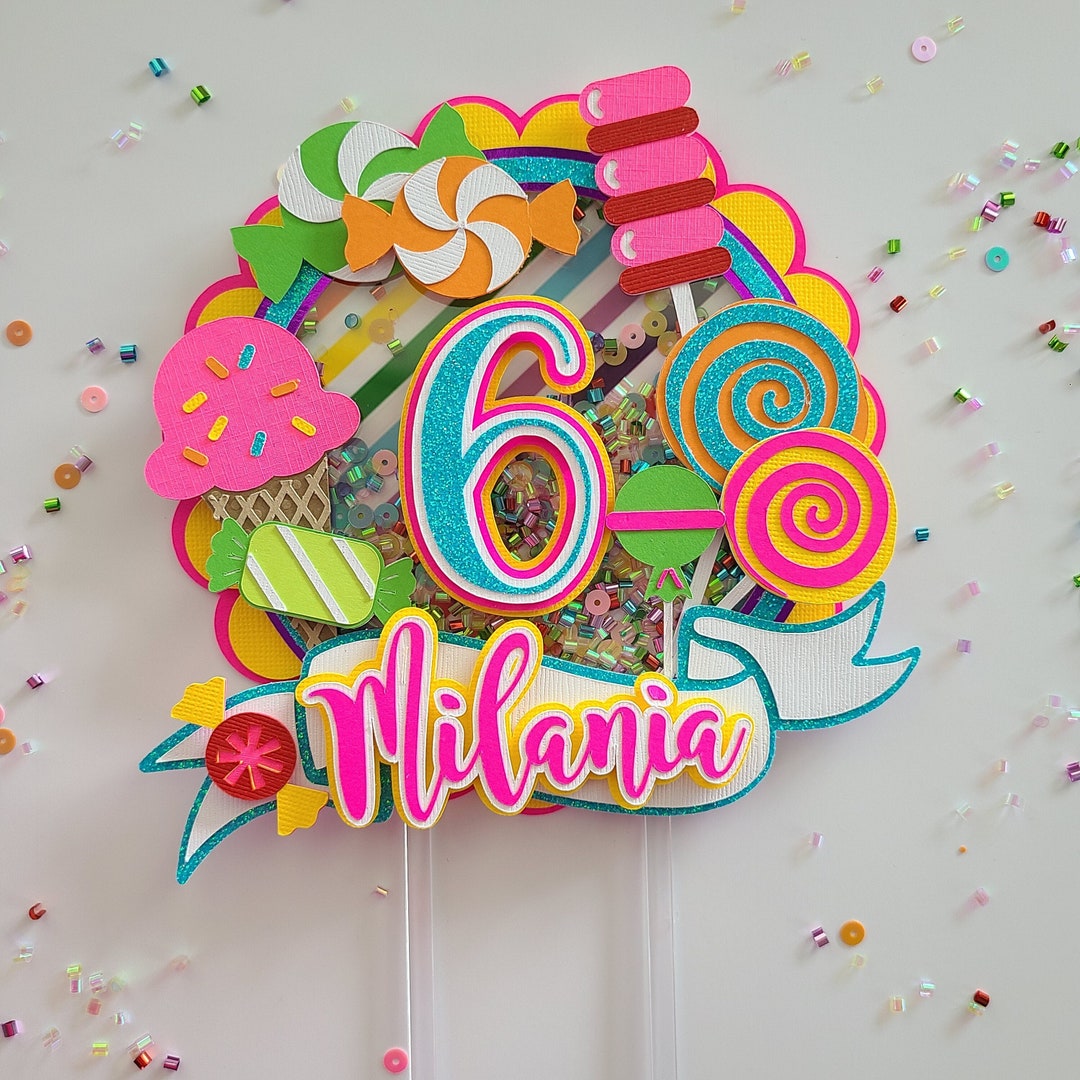 Candy & Ice Cream Shaker Cake Topper Candyland Cake Topper Candy Crush Cake Topper Candy Cake