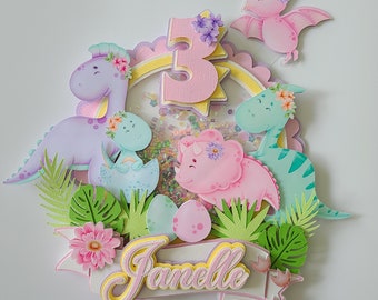 Dinosaur Cake Topper Girly Dinosaur Cake Topper Dinosaur Party