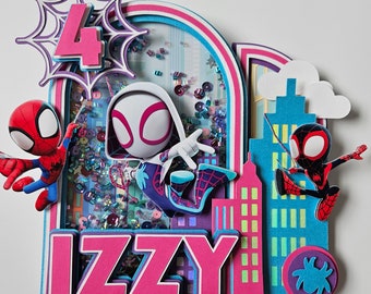 Girly Spider Girl Ghost Cake Topper Spidey and Friends Cake Topper Spidey and Friends Party Girly Spidey and Friends