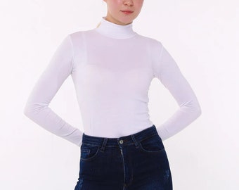 She Self Style long-sleeved half turtleneck lycra jersey fabric bodysuit