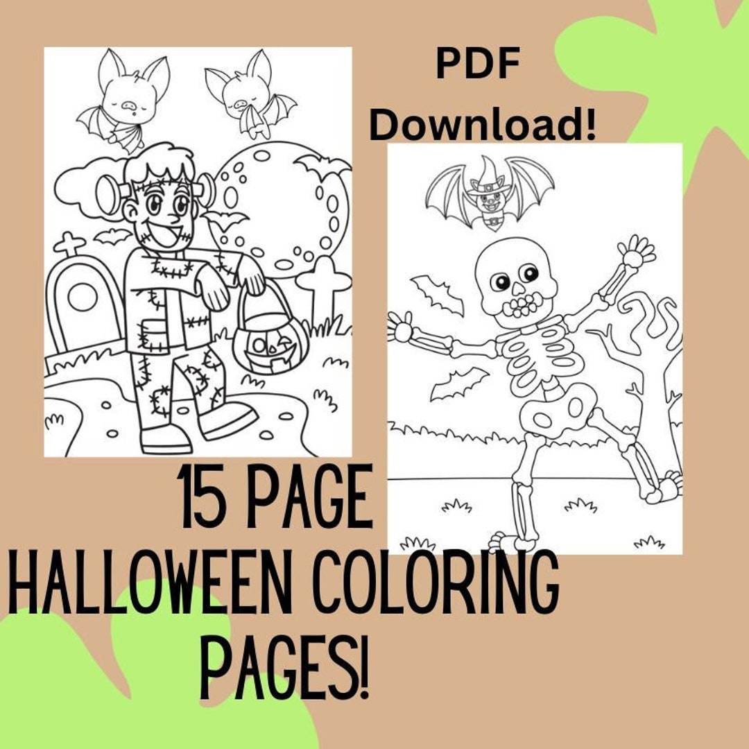 15 Page Halloween Coloring Pages Halloween Coloring Page Etsy