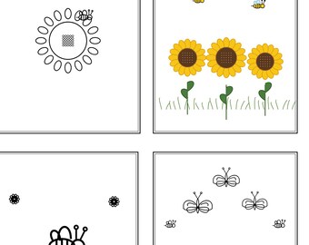 Livro de colorir de flores da primavera | Páginas para colorir de jardim botânico para imprimir | Download em PDF de flores e abelhas | Livro de colorir para adultos