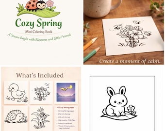Livro de colorir de animais da primavera • Mini páginas para imprimir, desenhos da natureza (download digital)