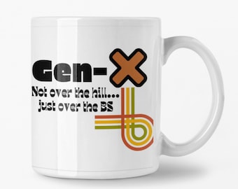 Caneca com logo retrô da Geração X | Caneca de cerâmica para café de 443 ml