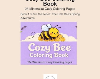 Livro de colorir de abelhas para adultos | Páginas para colorir aconchegantes de primavera para imprimir | Download em PDF de abelhas fofas | Livro de colorir minimalista com tema da natureza para presentear