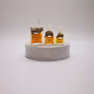 Gres Cabochard (1959) 3x MINIATURE perfumes. Splash, not spray. These are very rare vintage, beautiful tiny bottles. NO Box.