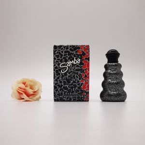 Perfumer's Workshop の Samba for Men (1990) 男性用ミニチュア香水。EDT。ヴィンテージ。7.5ml / 0.25 液量オンス。スプレーではなく、スプレーしてください。**希少**。