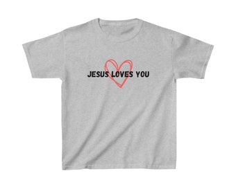 T-shirt in cotone pesante™ per bambini Jesus Loves You