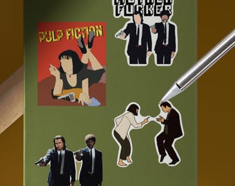Pulp Fiction Cartoon Stickers | Quirky Waterproof Decals
