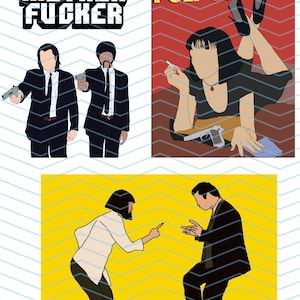 Pulp fiction stickers | Pulp fiction quirky cartoon stickers