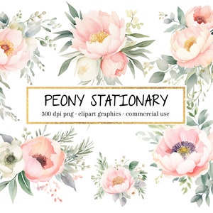 Pfingstrose Eukalyptus Clipart, Blumen Clipart kommerzielle Nutzung, Blumen Clipart PNG, Pfingstrose Clipart, Pfingstrose Clip Art, Hochzeitseinladungen Floral
