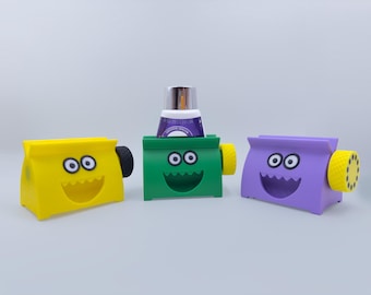 Divertente porta-spremi-dentifricio. Organizzazione del bagno.
