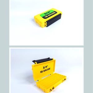 Brad Nail Organizer Box: Galvanized Nails 18 GAUGE, Carpenter Gift. ProBrad Case Yellow