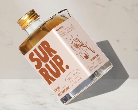 surrup. Toasted Marshmallow Flavored Simple Syrup for Cocktails, Mocktails, Coffee & Tea