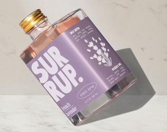Jarabe simple con sabor a lavanda francesa para cócteles, cócteles sin alcohol, café y té.