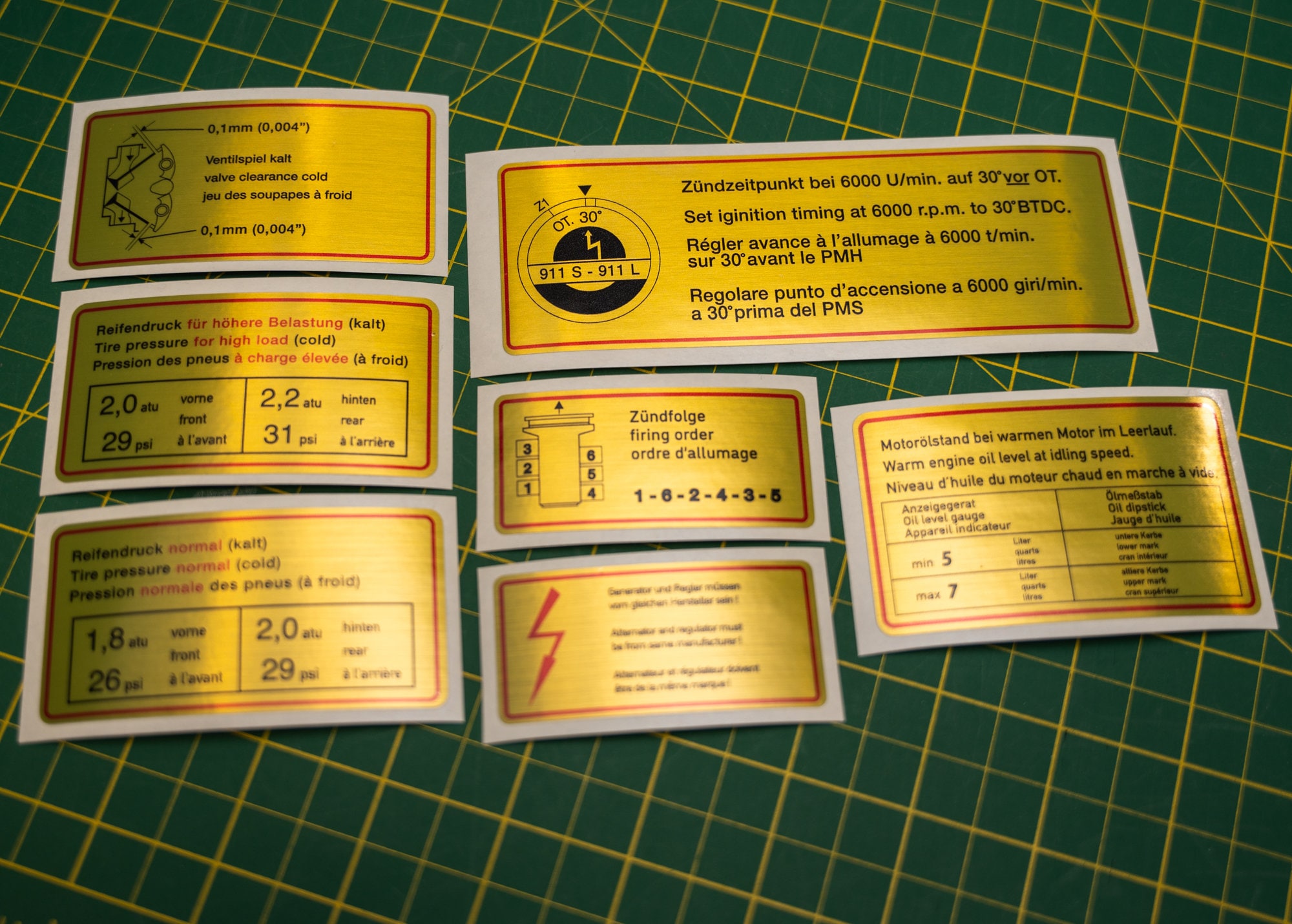 Porsche Engine Bay Technical Decal Set for Early 911 (65-70) Red Border ...