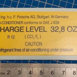 Porsche A/C Charge Level Engine Bay Decal for Porsche 911 (964) (89-94) 32.8oz