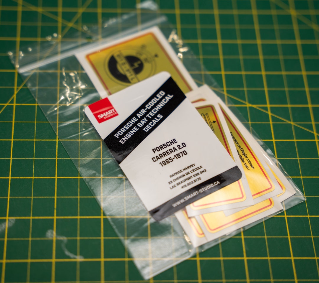 Porsche Engine Bay Technical Decal Set for Early 911 (65-70) Red Border ...