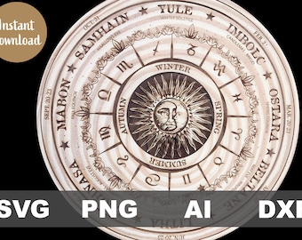 Wiccan Calendar SVG Wheel of the Year Svg Pagan Altar Tile Svg ...
