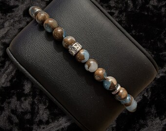 Lake Blue Jasper Bracelet, Unisex Gemstone Jewelry
