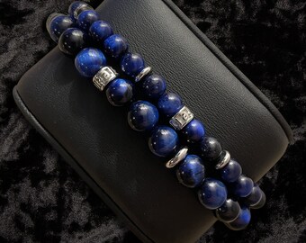 Blue Tiger's Eye Gemstone Bracelet with Gift Box