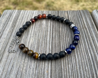 Tiger's Eye & Black Onyx Gemstone Bracelet with Gift Box