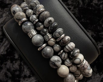 Zebra Jasper Gemstone Bracelet with Gift Box