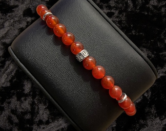 Red Ruby Gemstone Bracelet with Silver Accents