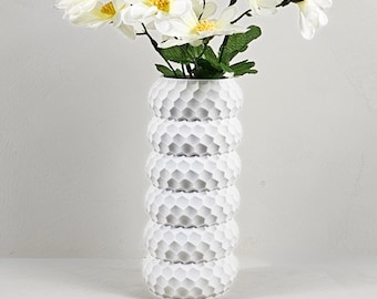 Honeycomb Flower Vase - Bud Vase for Artificial Flowers - White Modern Floral Vase