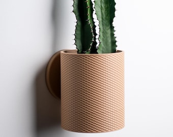 Decorative Wall Planters- Basket Weave Wall Planter with Hidden Drip Tray - Unique Wall-Mounted Plant Pot