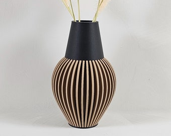 Wood Vase for Dried Flowers - Unique Minimalist Flower Vase - Recycled Wood Vase