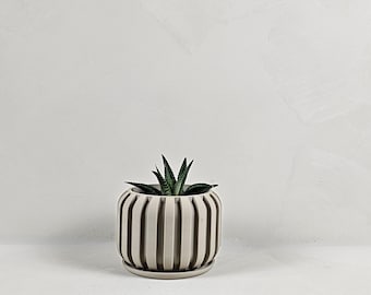 Plant Pot with Drainage - Unique Planter Pot - Modern Planter with Drip Tray for Indoor Plants