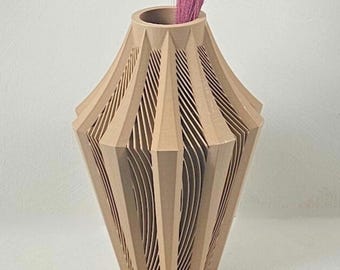 Tall Vase for Dried Flowers - Bud Vase for Artificial Flowers - Wood Flower Vase