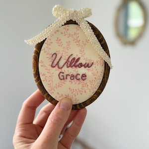 Personalized Baby Name Announcement Sign: Embroidered Nursery Decor
