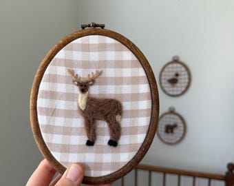 Set of 3 Needle Felt Wall Art - Duck, Buck, and Bear Handmade Rustic Nursery Decor - Hunting Themed Baby Gift