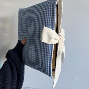 Blue Gingham Bow Bible Sleeve - Handmade Bible Cover