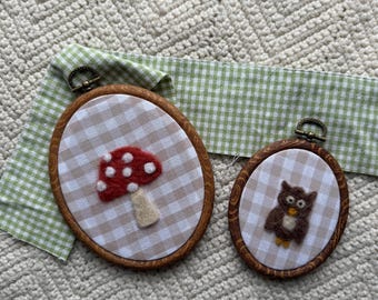 Mushroom Embroidery Hoop Wall Art: Rustic Farmhouse Nursery Decor