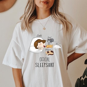 Personalized Official Sleepshirt with cats and dogs Comfort Colors Shirt,Custom cat lover gift,Cat mom gift, Birthday Gift, Mothers Day Gift