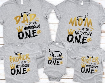 Notorious One Birthday Family Shirts, Personalized Notorious One First Birthday T-shirt, Matching Family Tee, Family Birthday Tee