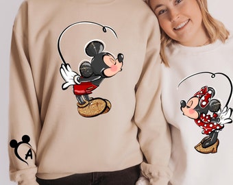 Custom Lover Mickey and Minnie Sweatshirt, Disney Lover Valentines Day Hoodie, Disney Couple Disney Matching Sweatshirt, Valentine Shirt