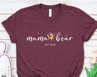 Personalized Mama Bear Winnie The Pooh Shirt, Mama  Shirt ,Gift for Mom Mama Auntie, Auntie  Mom Grandma T-shirt, Gift for Mother Day
