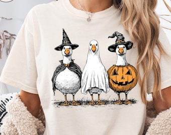 Boo Ghost Goose Comfort Colors® Shirt, Funny Skeleton Goose Halloween Sweatshirt, Pumpkin Goose Hoodie, Cute Fall Spooky Tee, Fall Funny Tee