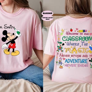 Personalized Teacher Comfort Colors®  Sweatshirt, Custom Name Shirt, Teacher Disney Shirt, Kindergarten T-shirt, Mickey Mouse Disney Teacher