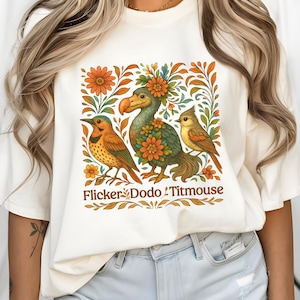 Anti Maga Bird Shirt, Flicker Dodo Titmouse Subtle Fck Trump Shirt, Gift for Democrat, Fck Trump Progressive Liberal Flower Tee, FDT shirt