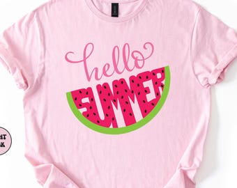 Hello Summer Shirt, Cute Watermelon Summer Tee, Ice Cream Last Day of School Shirt, Beach Holiday Shirt, Kids Summer T-Shirt