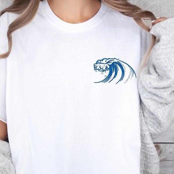 Wave Comfort Colors Embroidered Shirt, Ocean Shirt, Surf Tee,Minimalist T-Shirt,Surf Beach Tee,Wave Shirt, Sweatshirt or Comfort Color Shirt