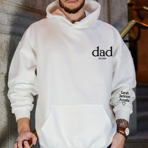 Custom Embroidered Sweatshirt, Name On Sleeve With Heart, Grandpa Shirt With Date, Daddy Est Year Shirt, Gift For New Dad, Father&#39;s Day Gift