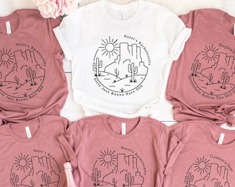 Custom Desert Bachelorette Shirts, Cactus Sun Bride Shirt, Bridal Party Scottsdale Sedona Arizona Bachelorette Party, Girls Trip Weekend